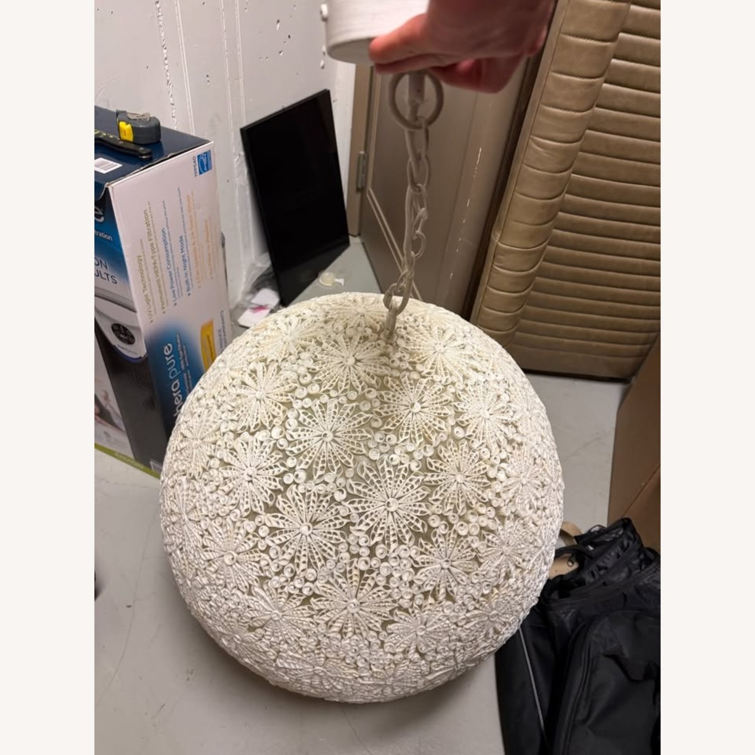 Restoration Hardware White Ayla Large Pendant - image-3