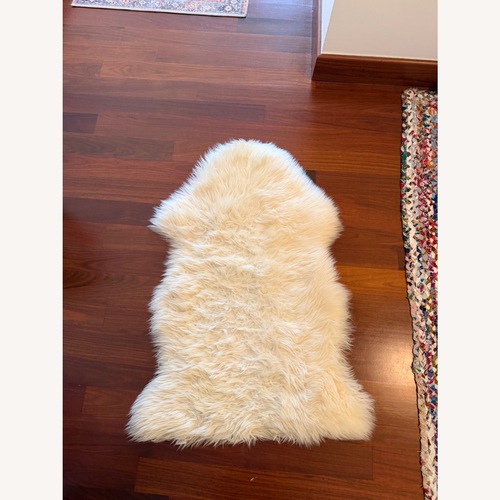 Used Wayfair Colello Natural New Zealand Sheepskin Area Rug 2' x 3' for sale on AptDeco