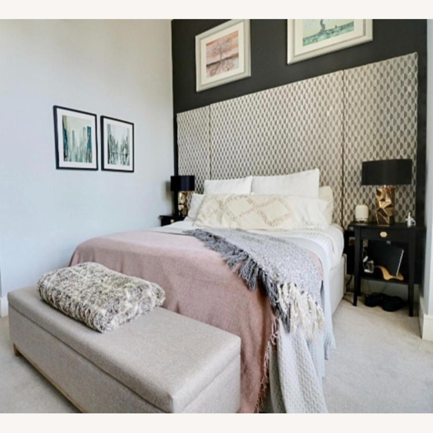 UK-Sourced Vintage Padded Headboard - image-1