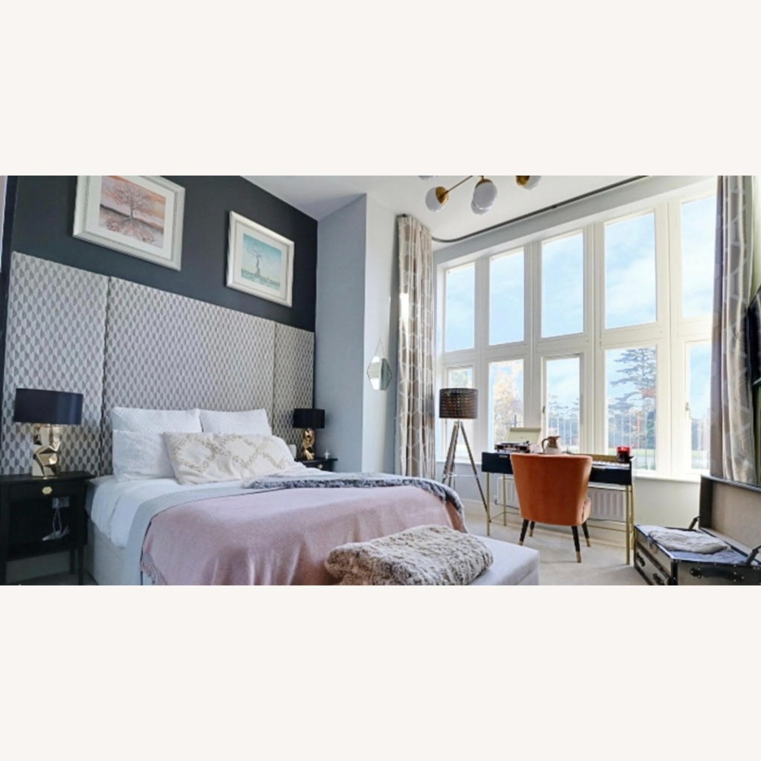 UK-Sourced Vintage Padded Headboard - image-3