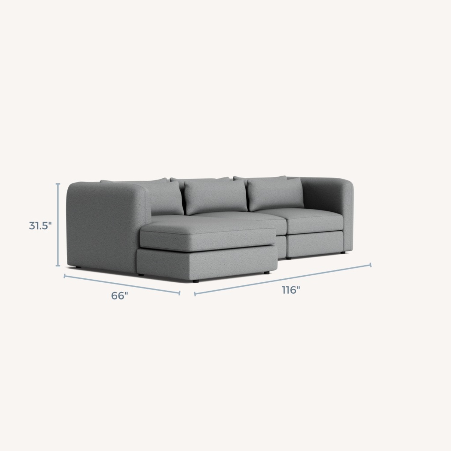 Joybird Sebastian Light Gray 2 Piece Sectional - image-3