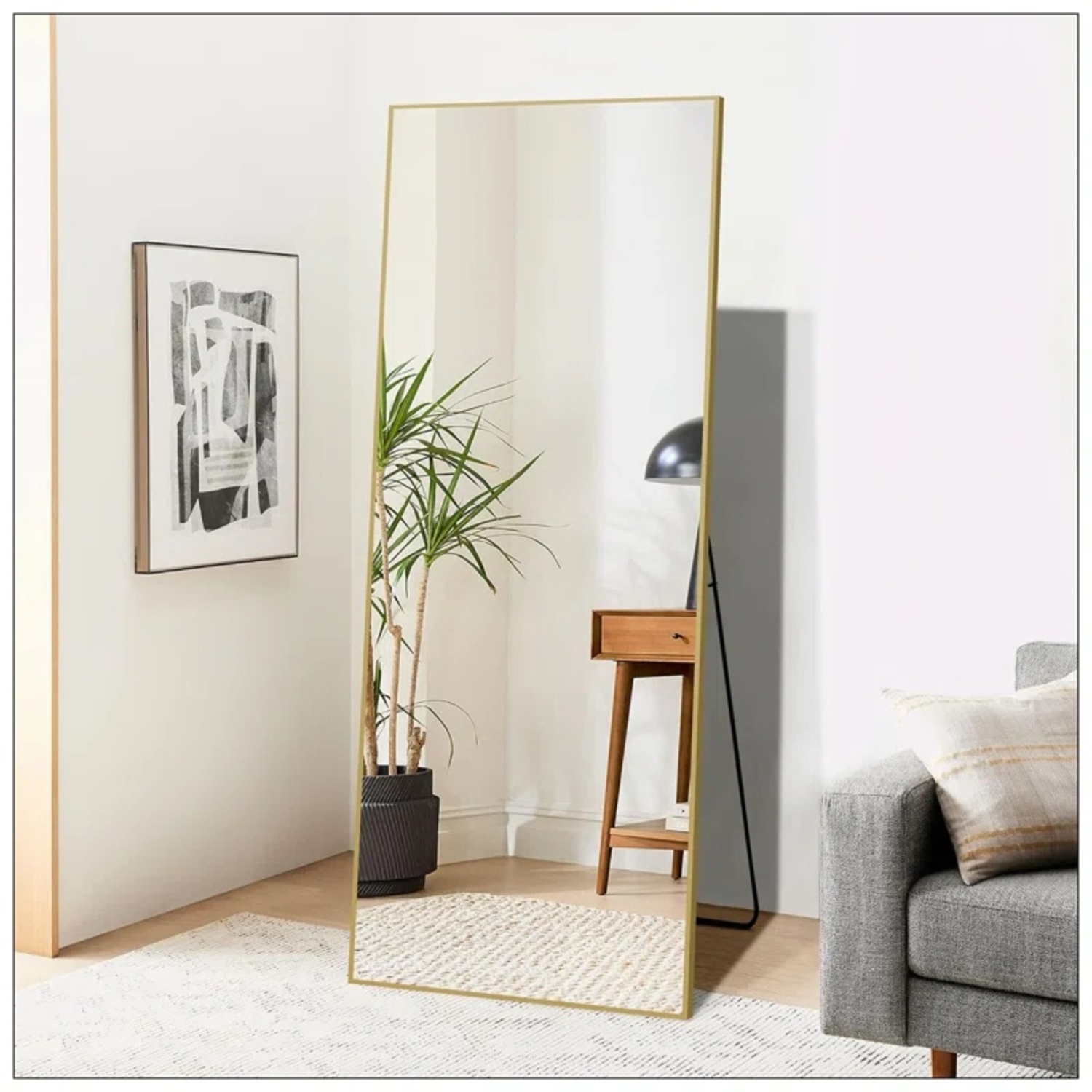 Wayfair Gold Glass Floor Mirror - image-4