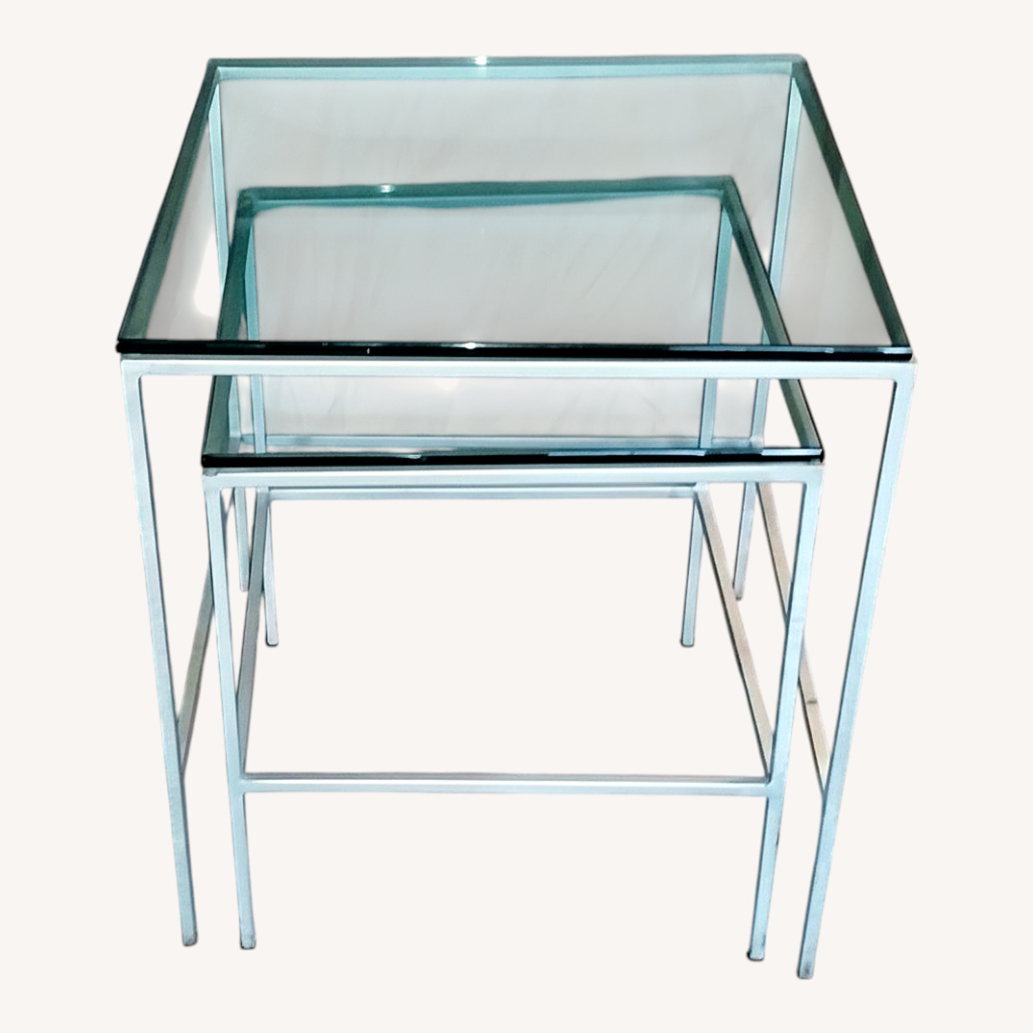 Silver Glass Nesting Tables Set of 2 - image-0