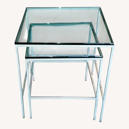 Used Silver Glass Nesting Tables Set of 2 for sale on AptDeco