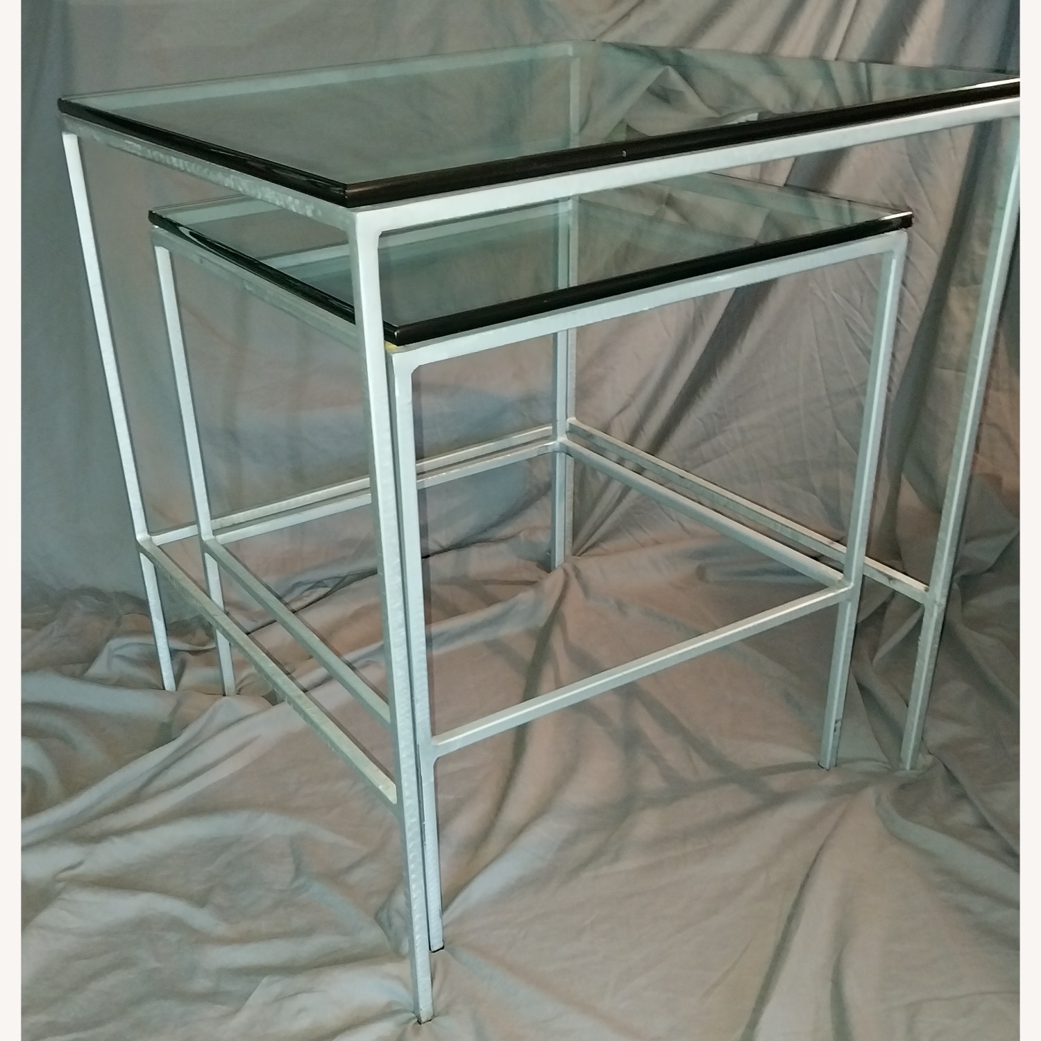 Silver Glass Nesting Tables Set of 2 - image-5
