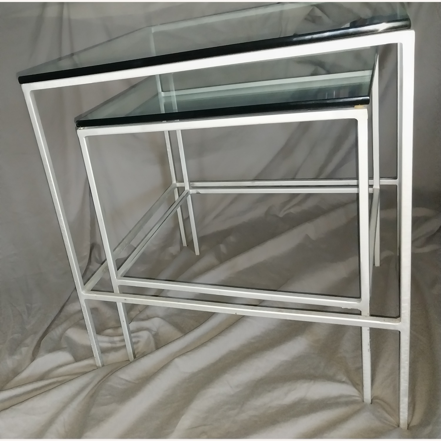 Silver Glass Nesting Tables Set of 2 - image-6