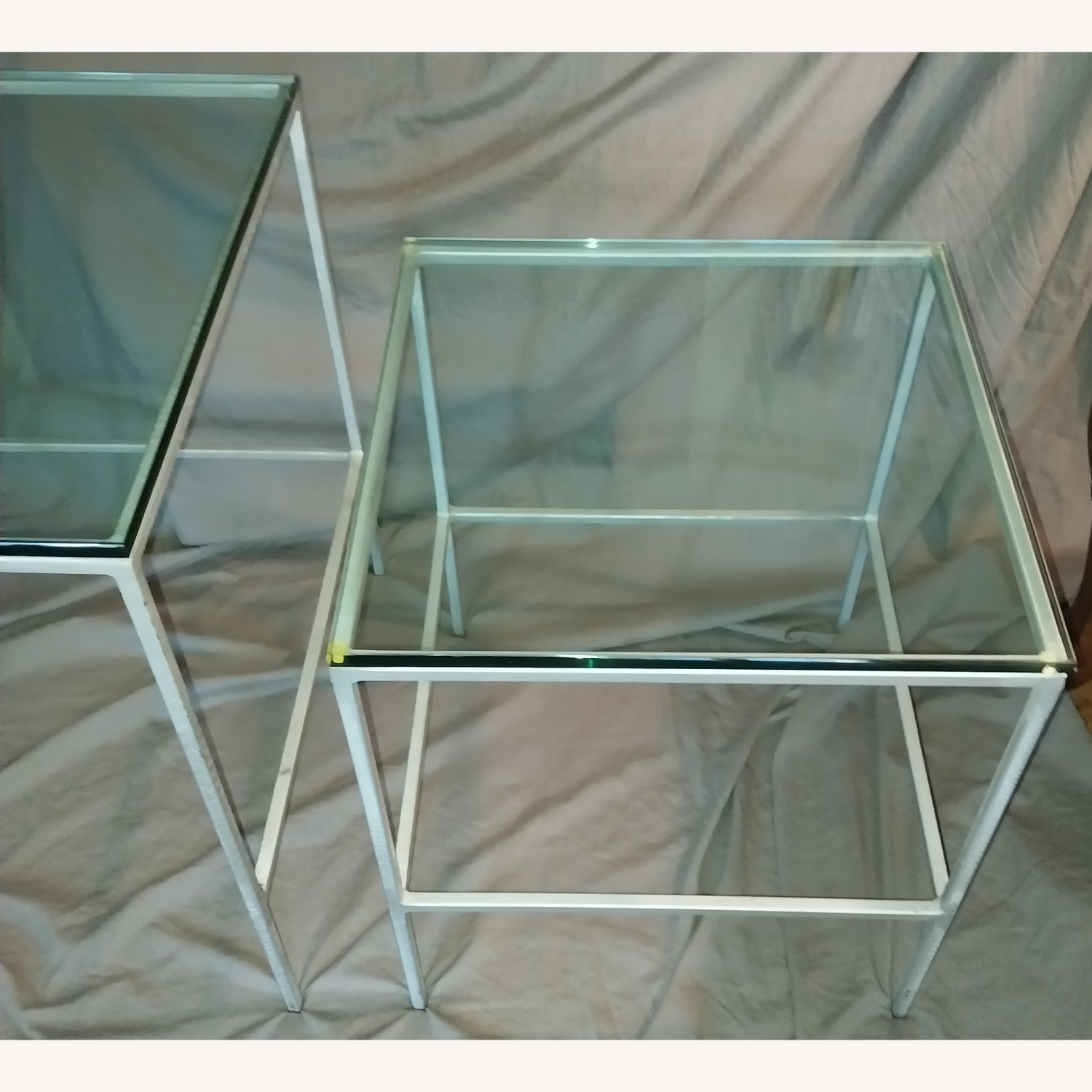 Silver Glass Nesting Tables Set of 2 - image-3