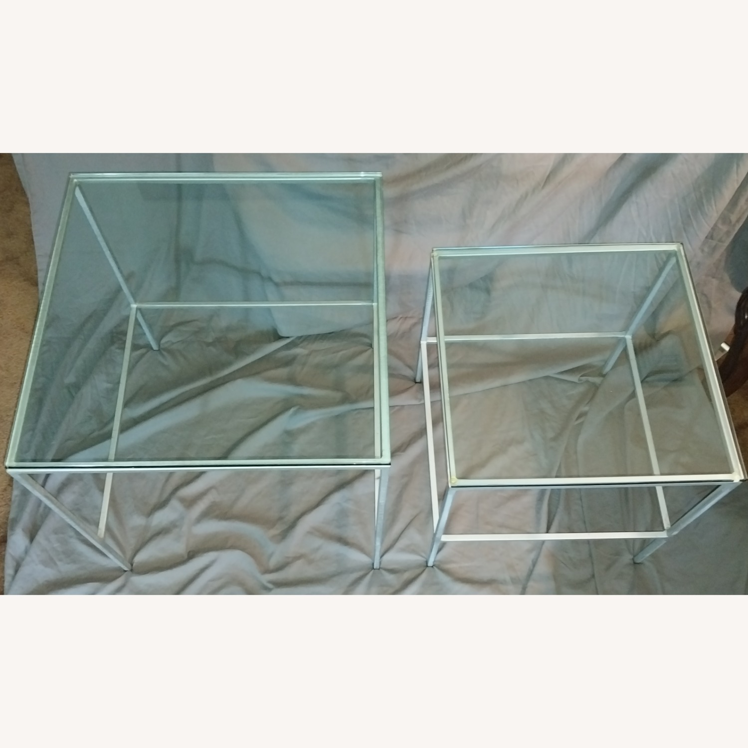Silver Glass Nesting Tables Set of 2 - image-15