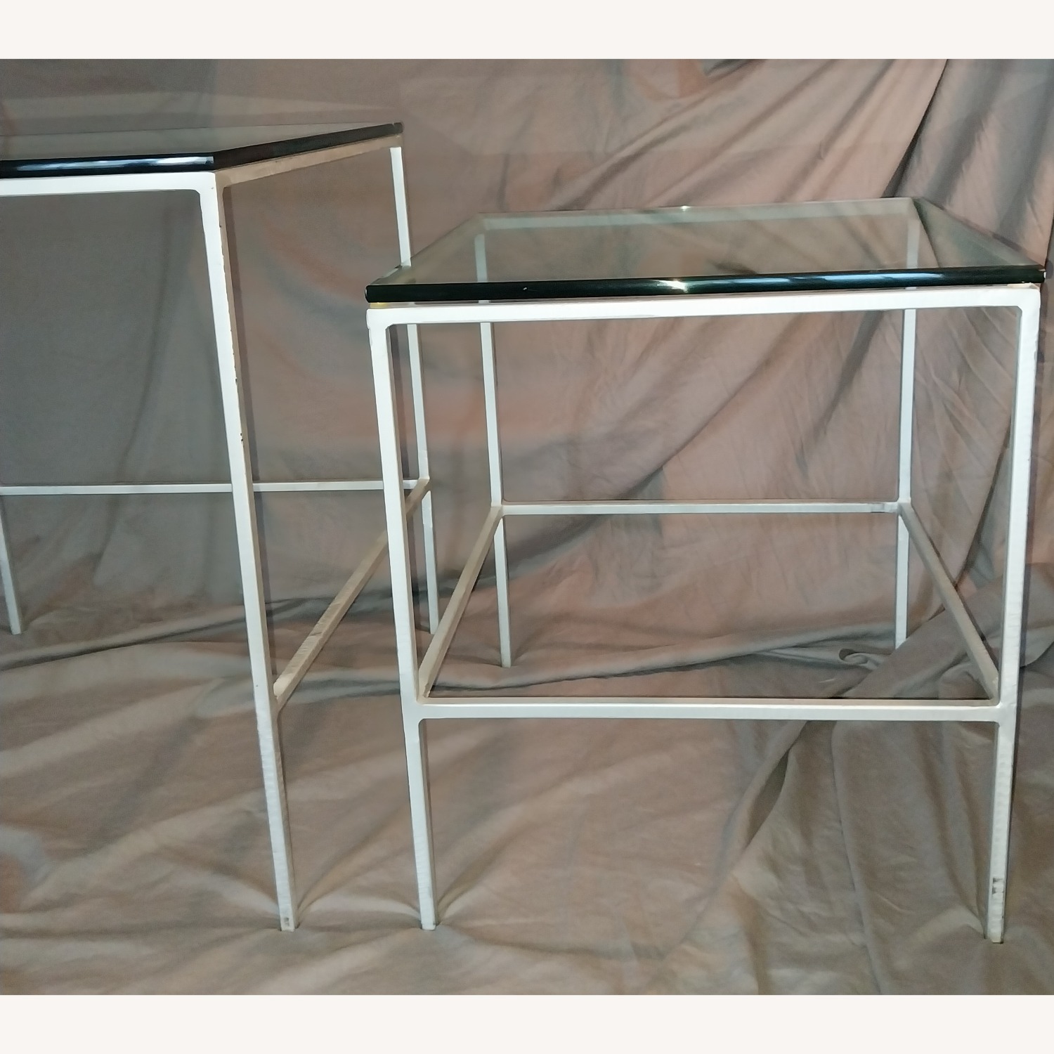 Silver Glass Nesting Tables Set of 2 - image-4