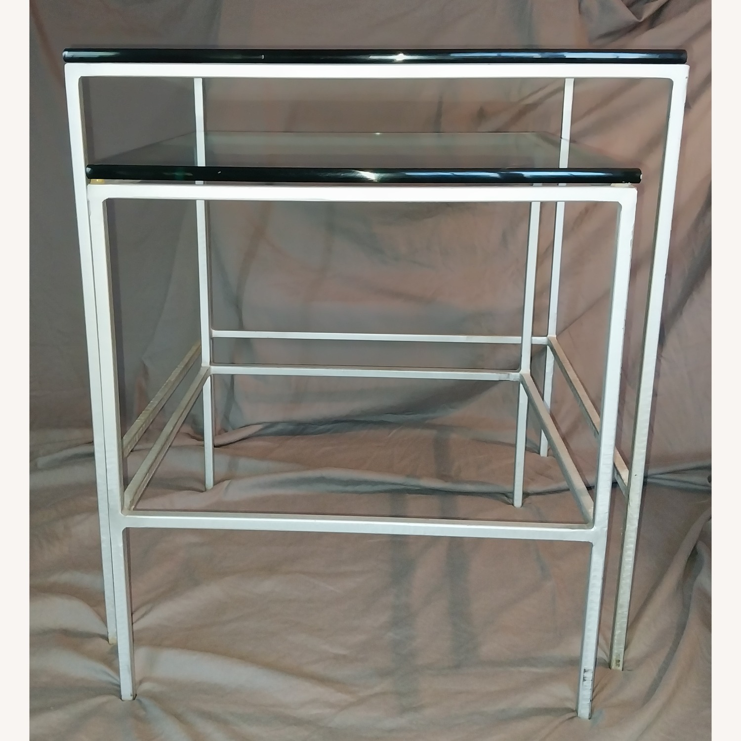 Silver Glass Nesting Tables Set of 2 - image-8