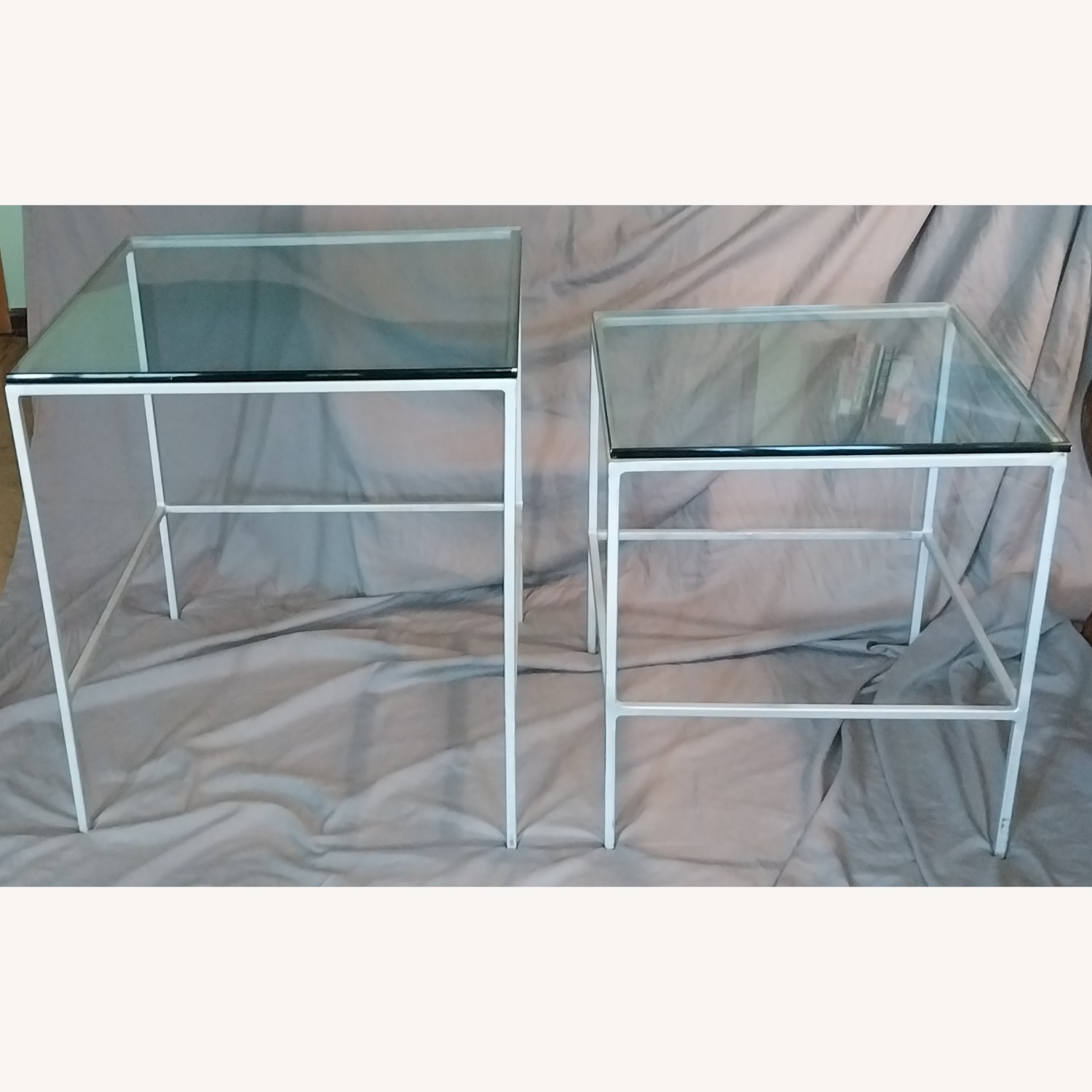 Silver Glass Nesting Tables Set of 2 - image-2