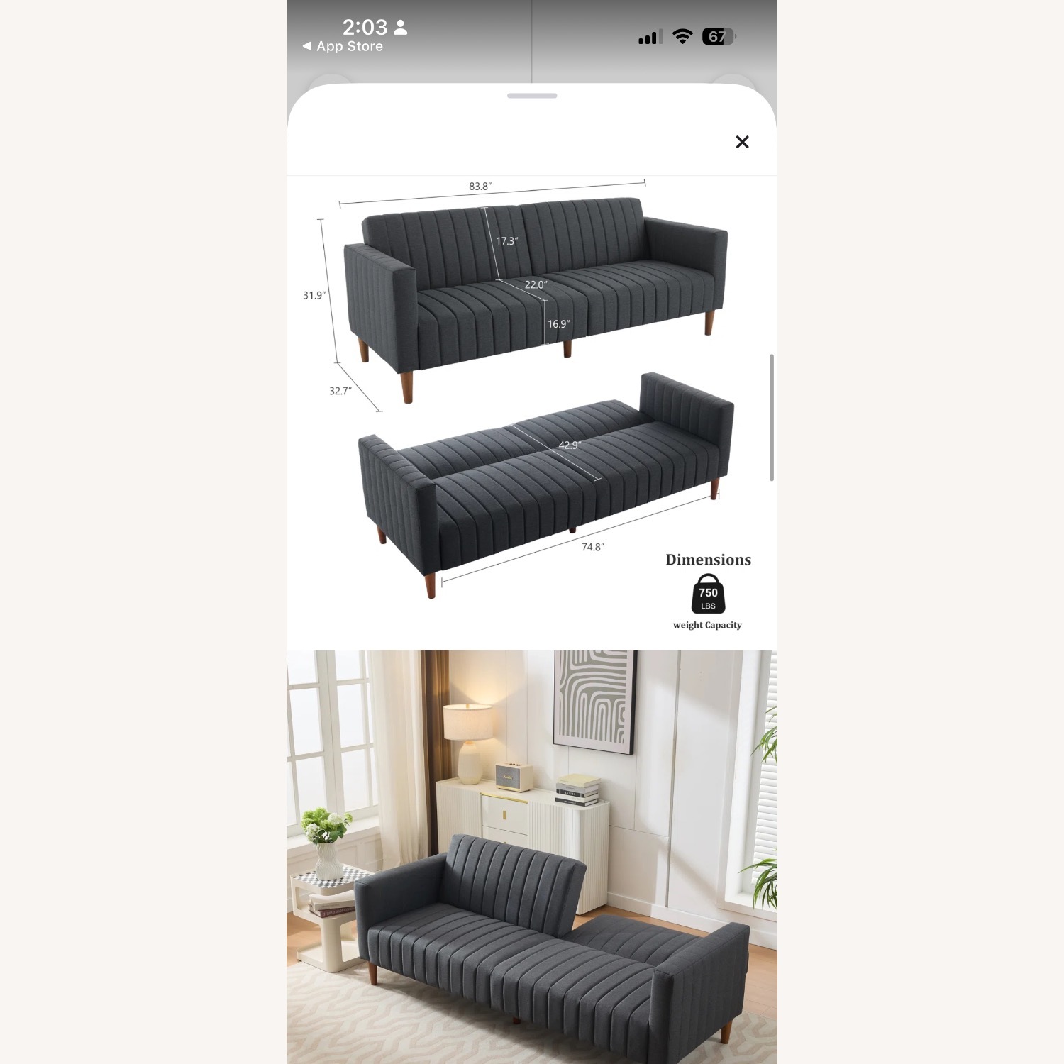 Wayfair Hansfried Dark Gray Futon - image-6
