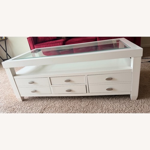 Used Bob's Discount Furniture Prestige White Storage Coffee Table for sale on AptDeco