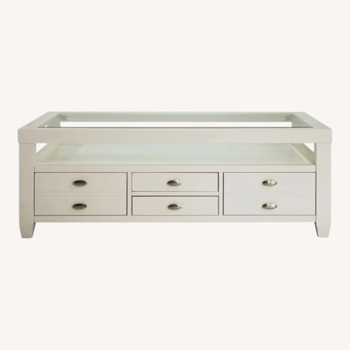 Used Bob's Discount Furniture Prestige White Storage Coffee Table for sale on AptDeco