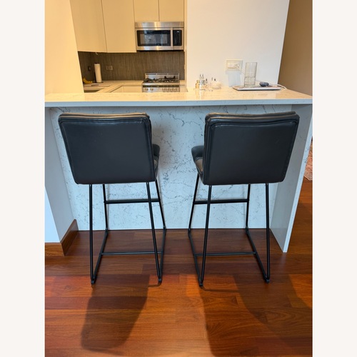 Used Wayfair Black Faux Leather Stool for sale on AptDeco