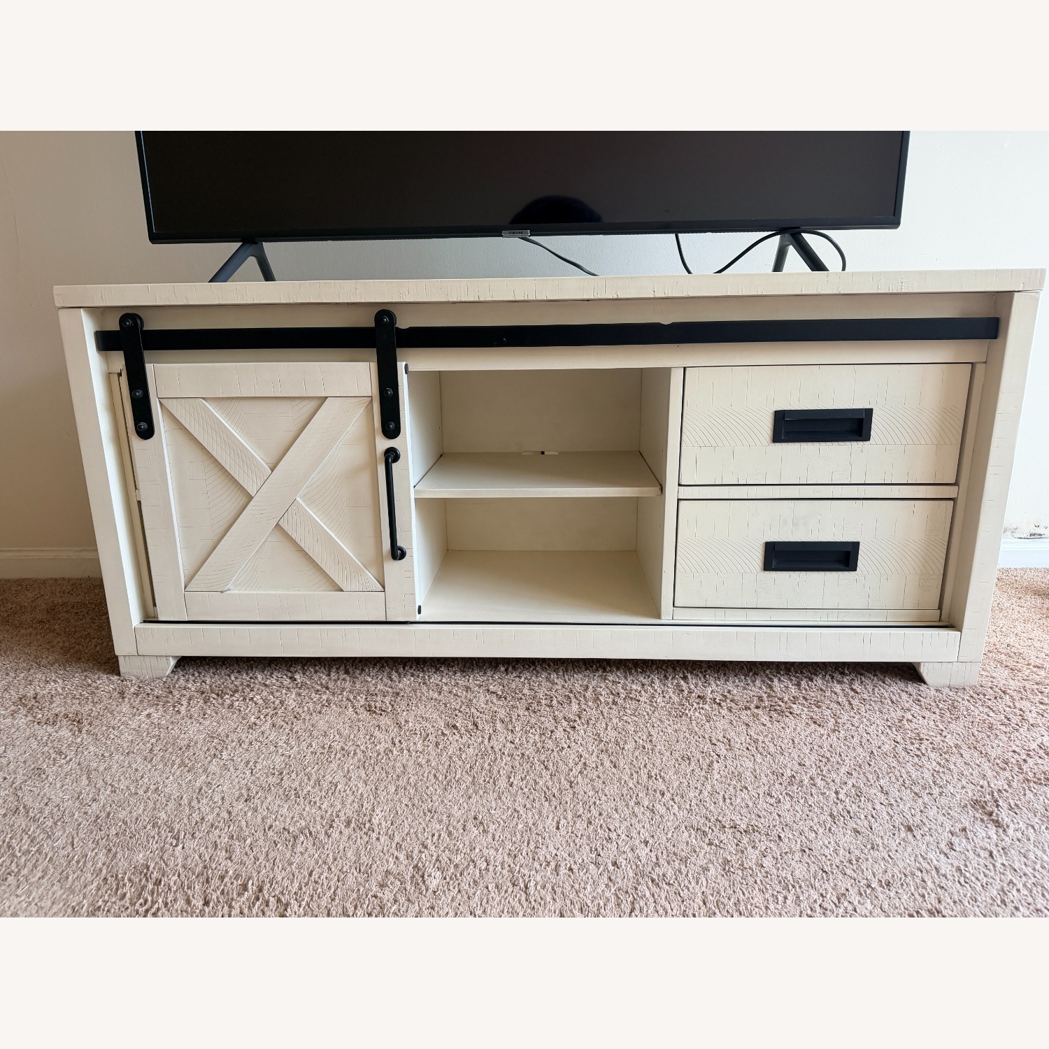 Montana 55" White Sliding Barn Door TV Stand / Console - image-2