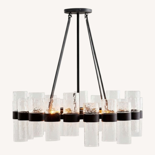 Used Pottery Barn Penni Recycled Glass Chandelier (24") for sale on AptDeco
