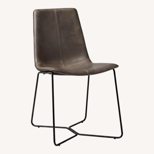 Used West Elm Light Gray Slope Leather Dining Chair (Set of 2) for sale on AptDeco
