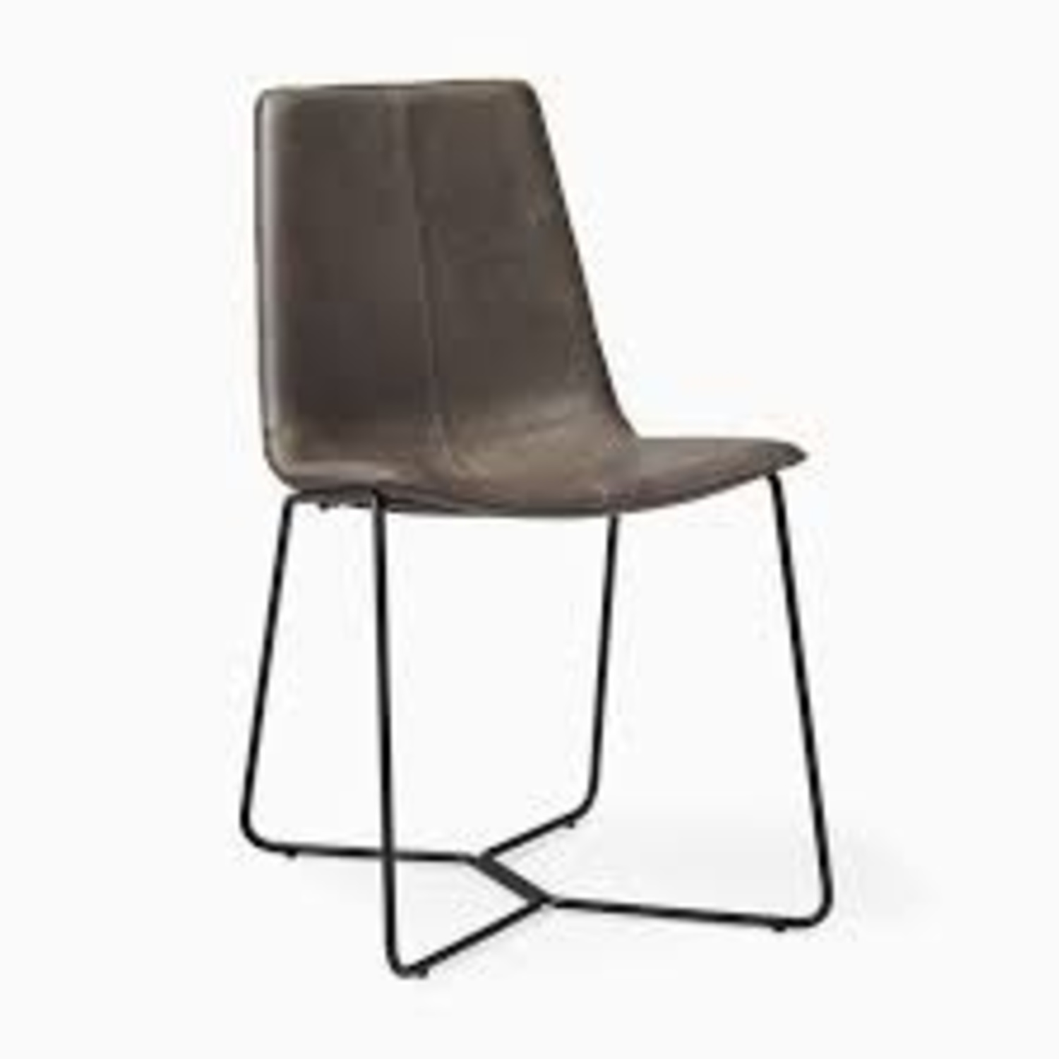 West Elm Light Gray Slope Leather Dining Chair (Set of 2) - image-4