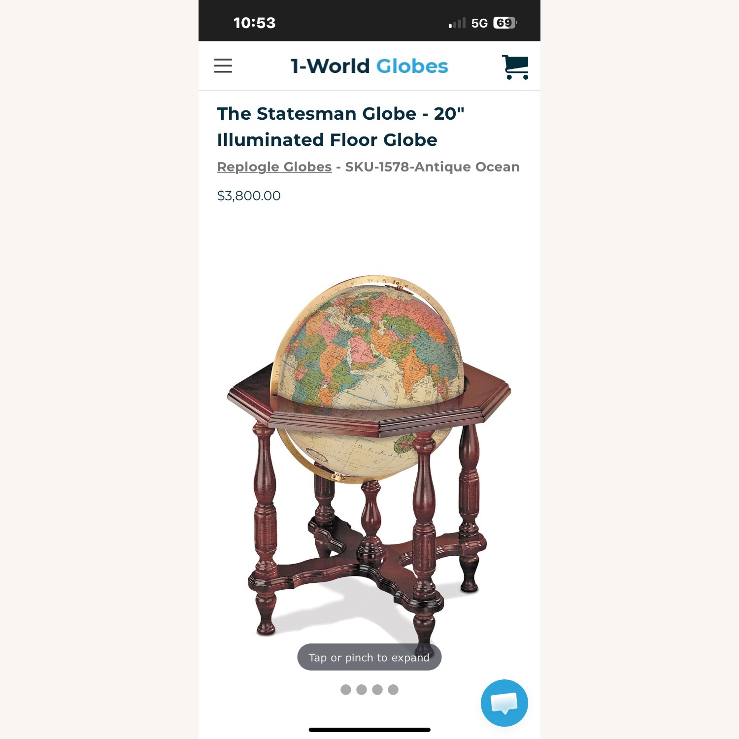 Statesman 20″ Antique Illuminated Floor Heirloom – Replogle Globes - image-3