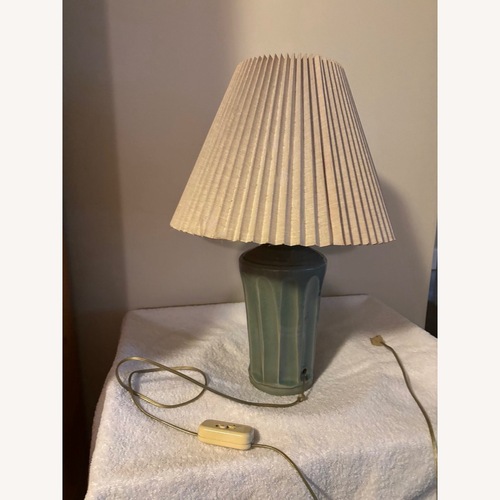 Used 1990's Simon Pearce Celadon Table lamp for sale on AptDeco
