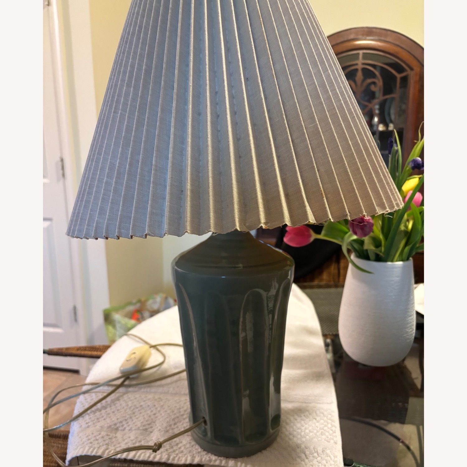 1990's Simon Pearce Celadon Table lamp - image-3