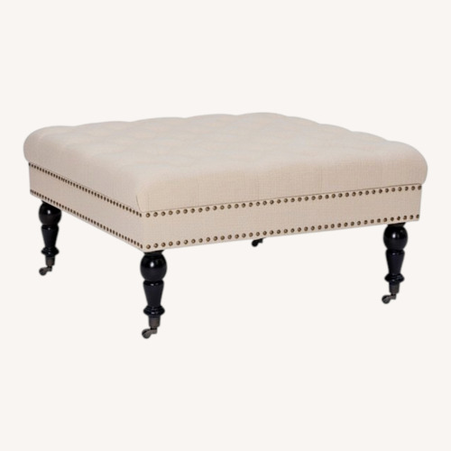 Used Creme Tufted Square Ottoman for sale on AptDeco