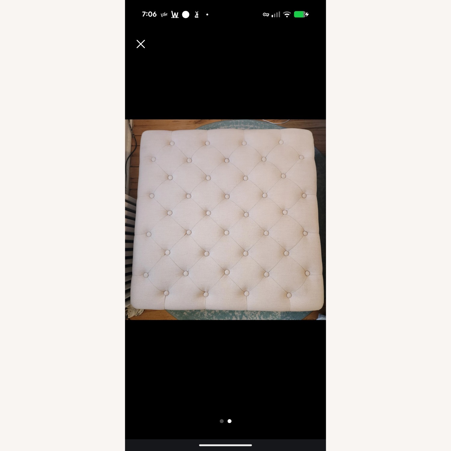 Creme Tufted Square Ottoman - image-1