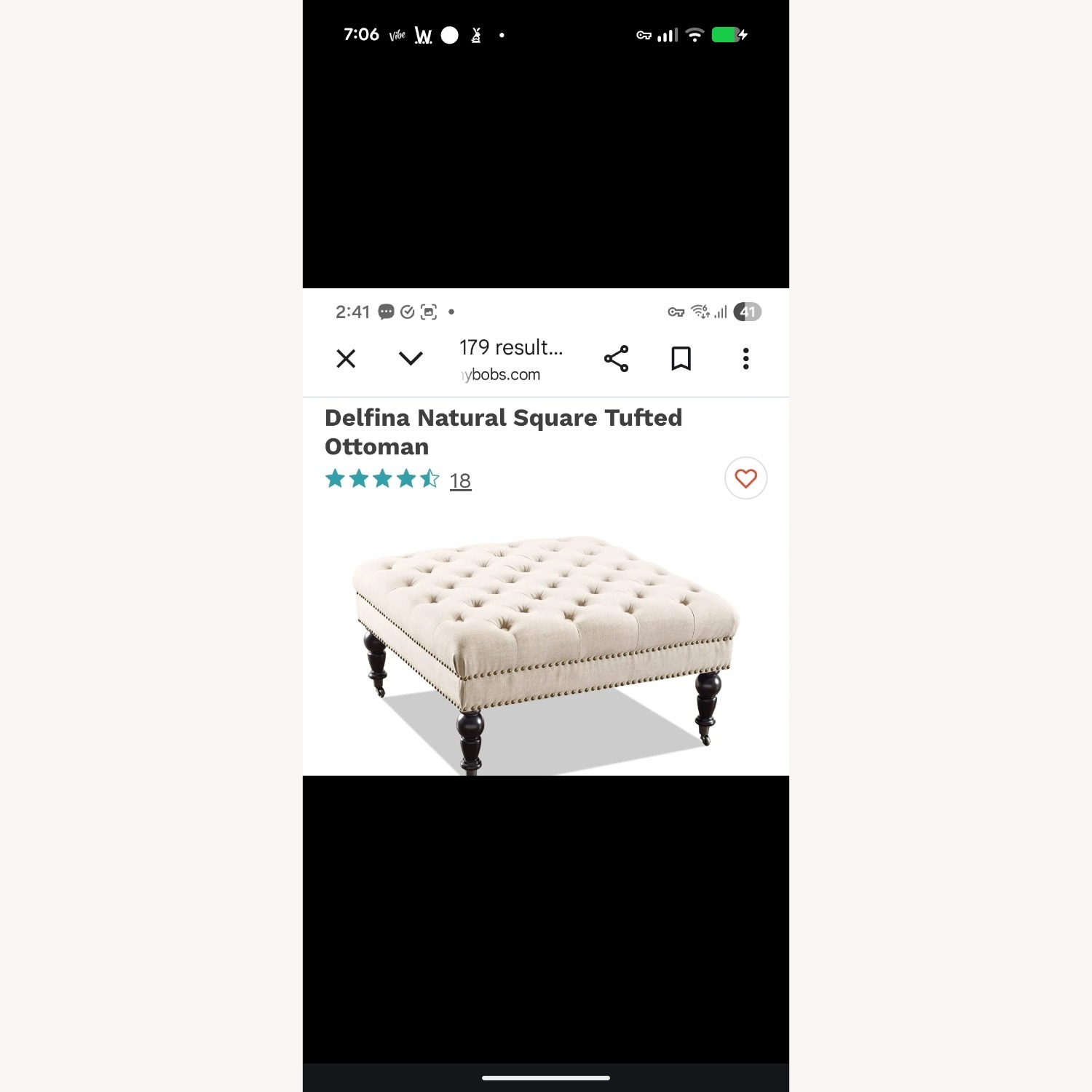 Creme Tufted Square Ottoman - image-3