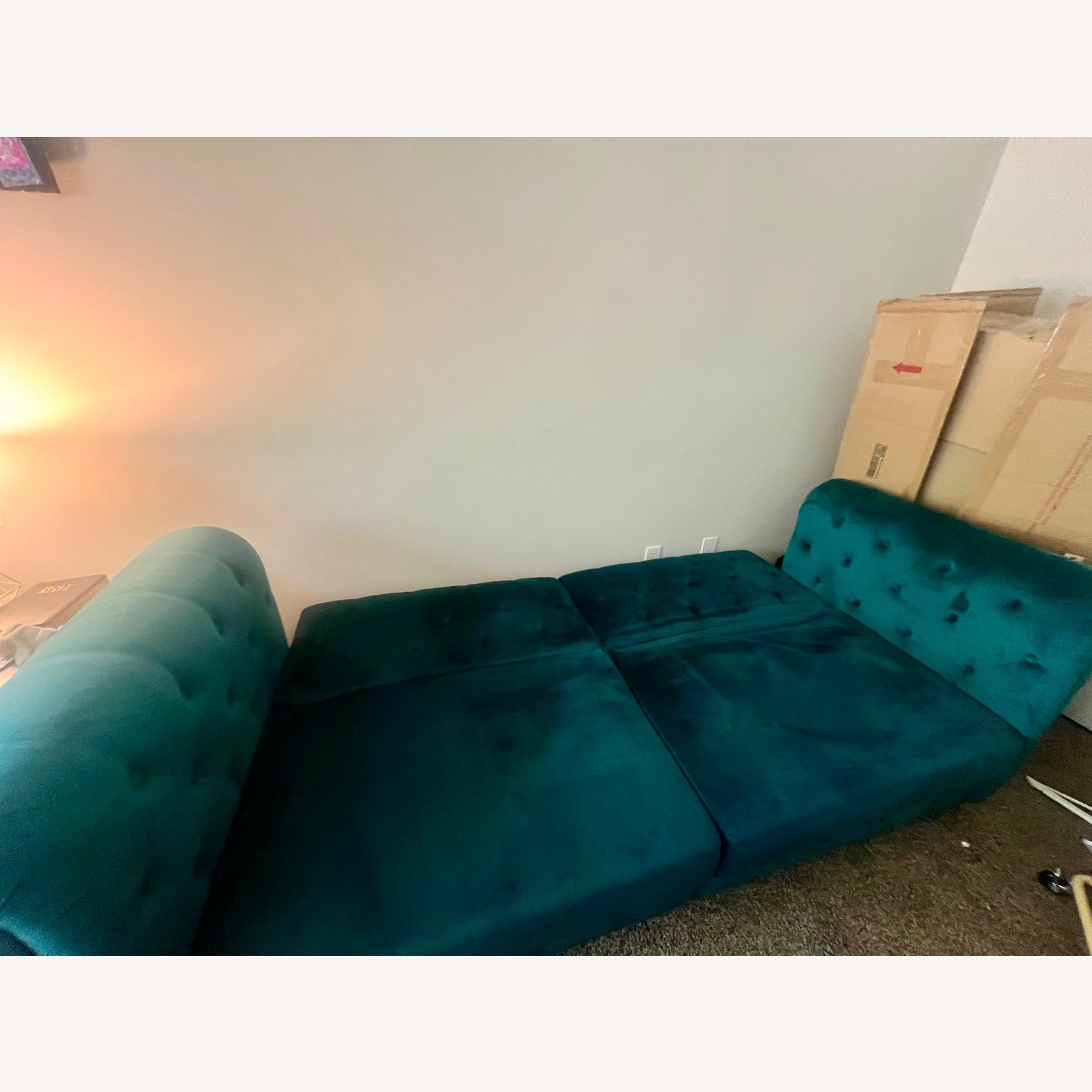 DHP Felix Chesterfield Sofa Futon, Green Velvet - image-3