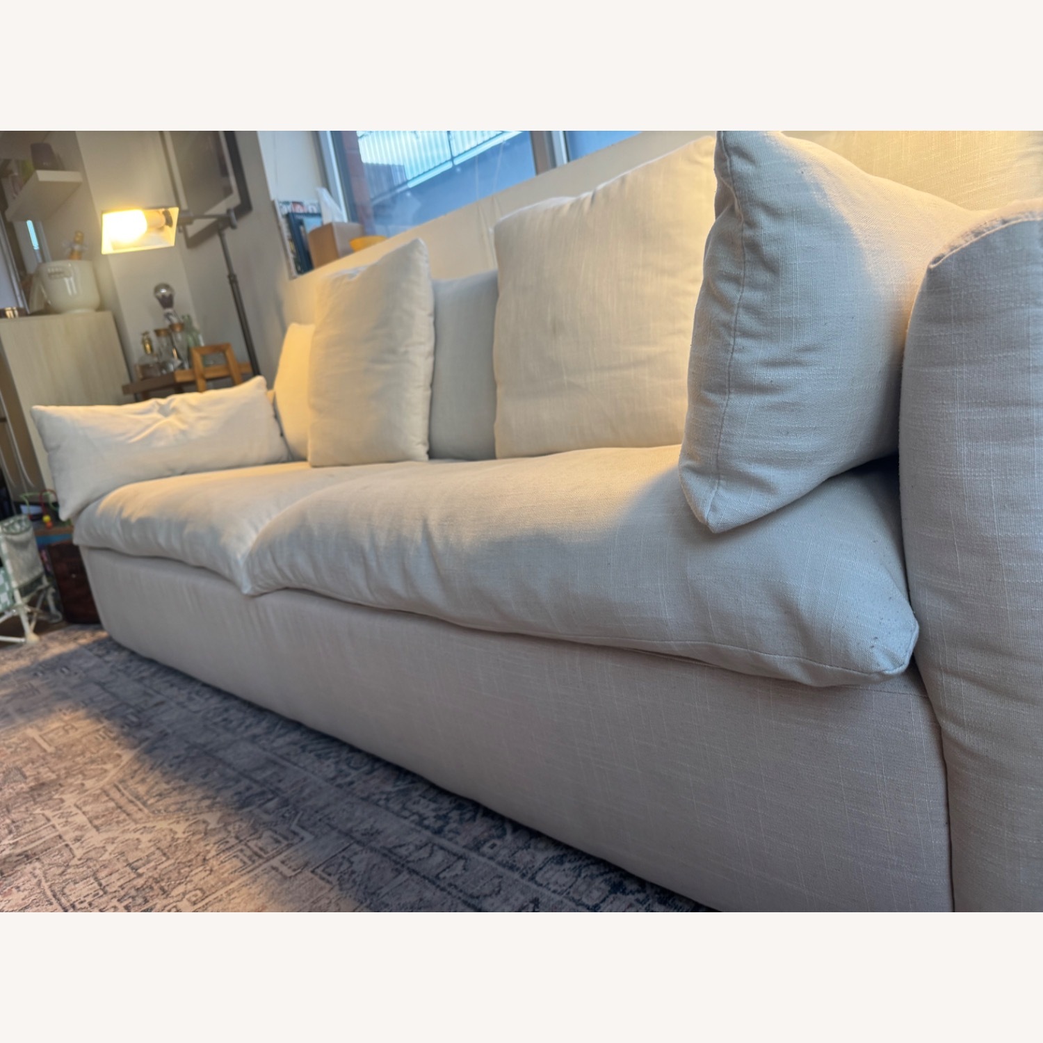 White Fabric 3+ Seater Sofa - image-2