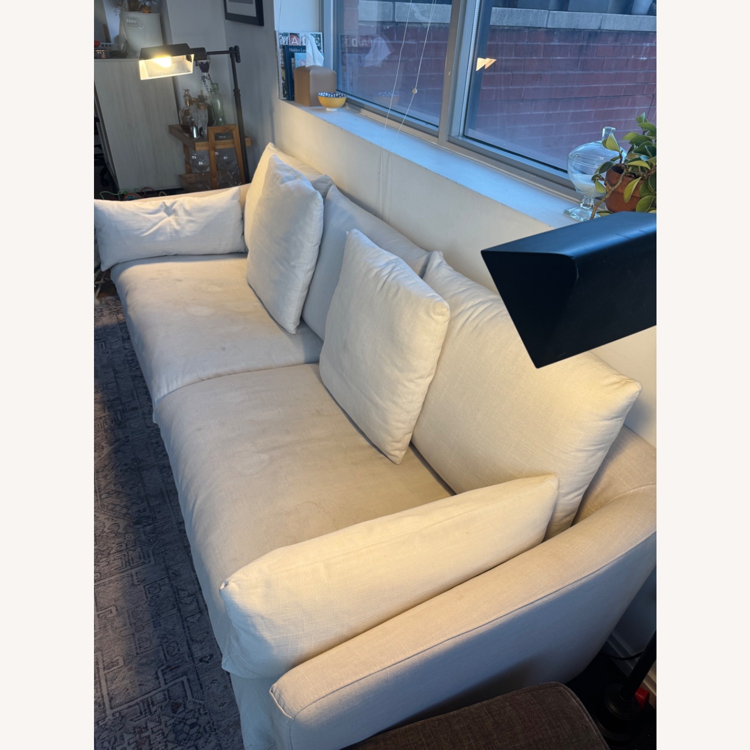 White Fabric 3+ Seater Sofa - image-3