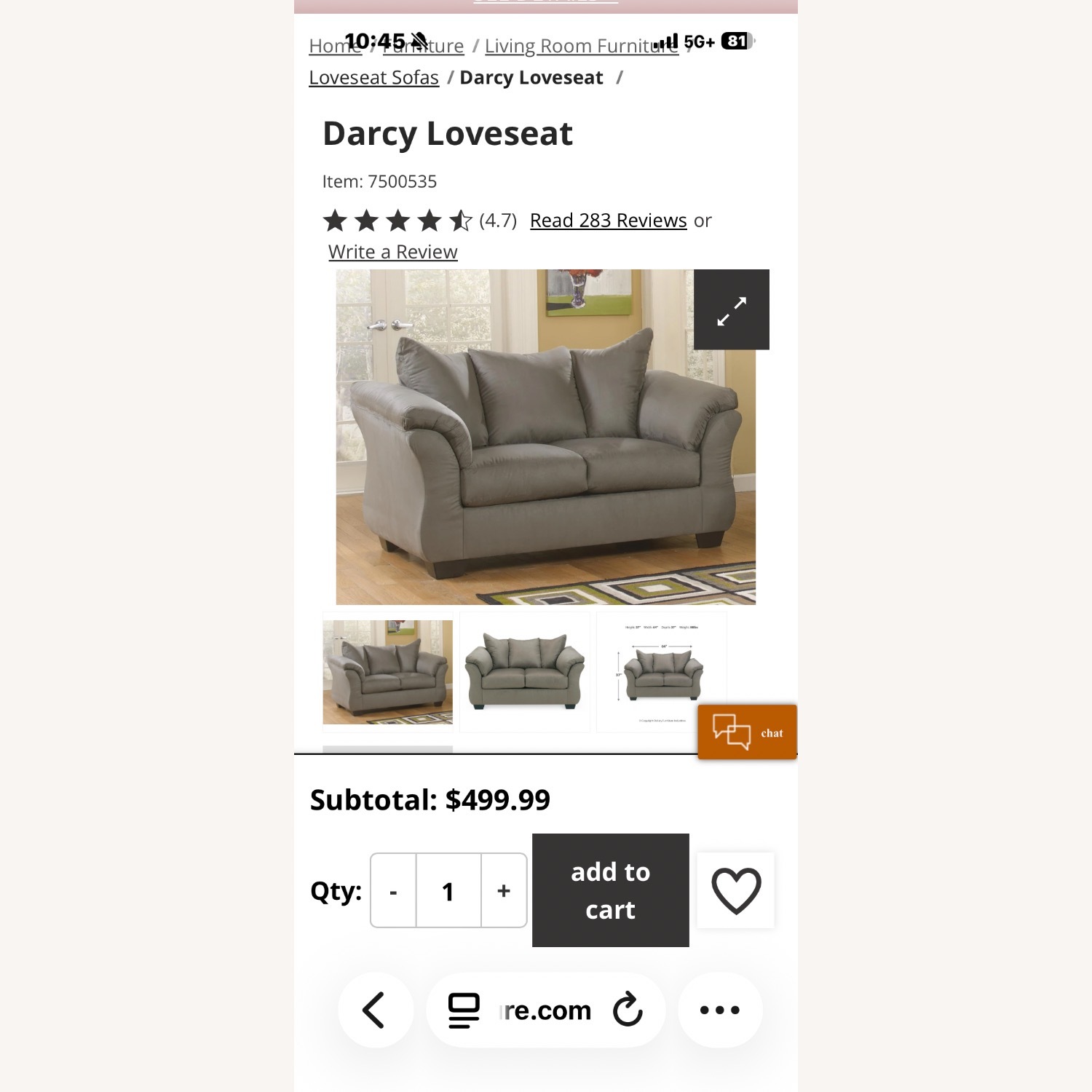 Signature Design by Ashley Darcy 64 in Living Room Loveseat - image-3