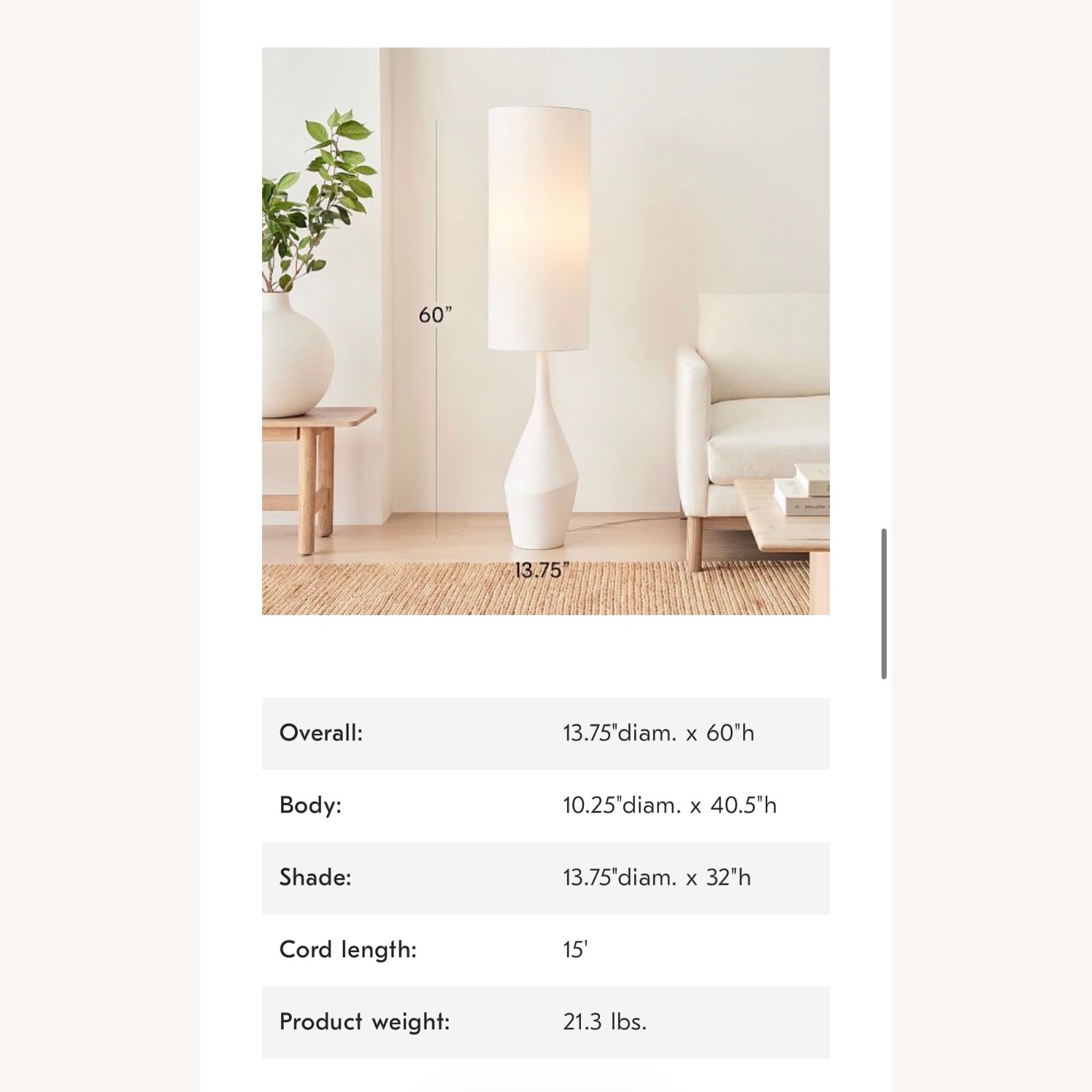 West Elm Asymmetrical White Floor Lamp - image-2