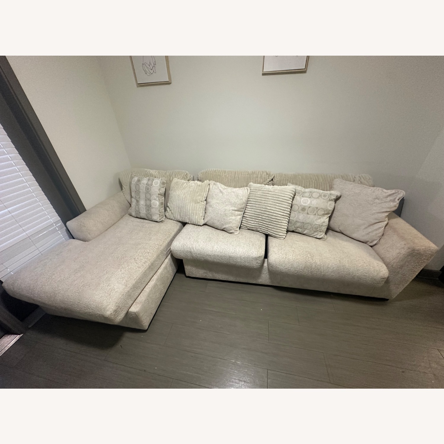 Ashley Furniture White Cotton 3+ Piece Sectional - image-2