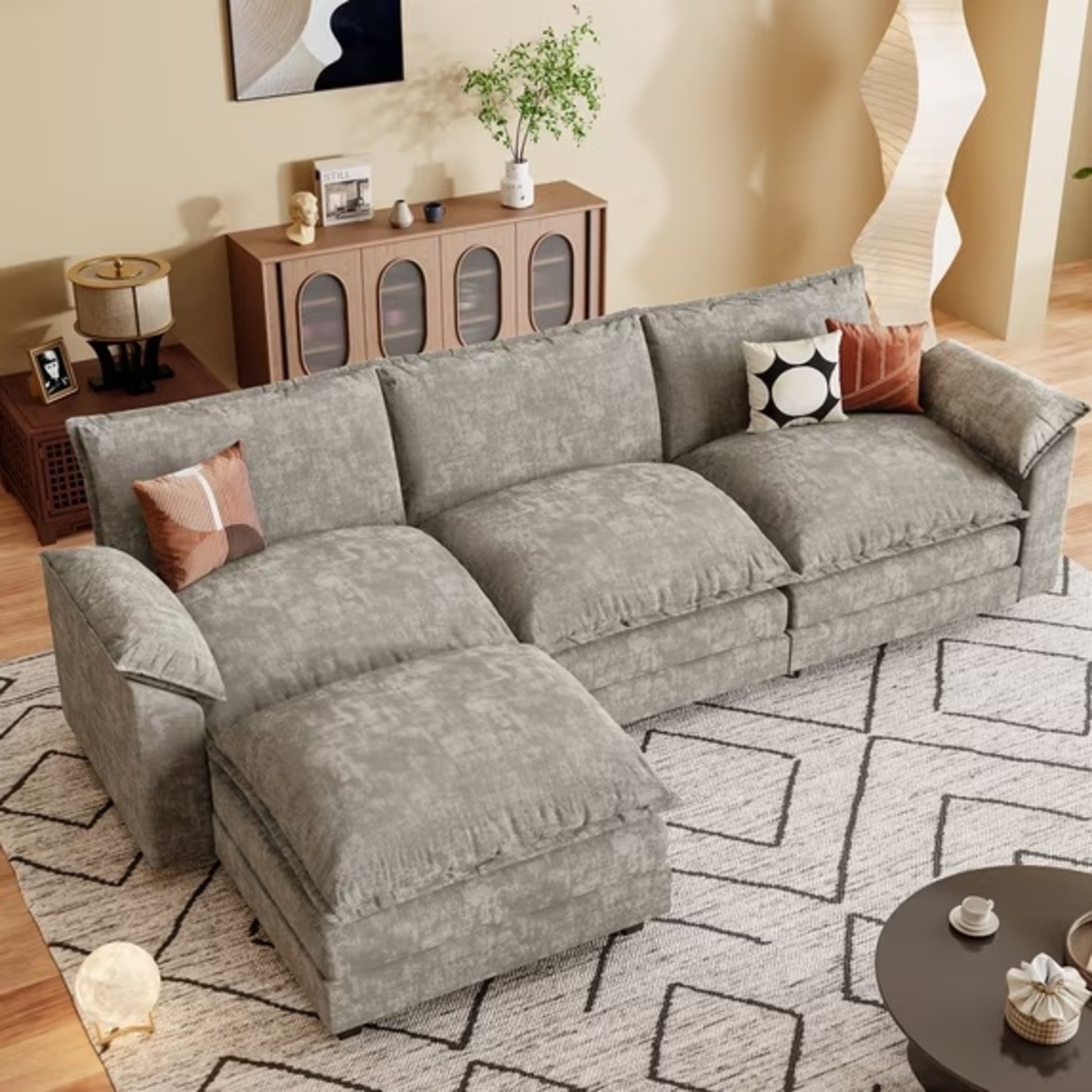 Homall 3-seat Cloud Couch L-shaped Sectional Sofa - image-4