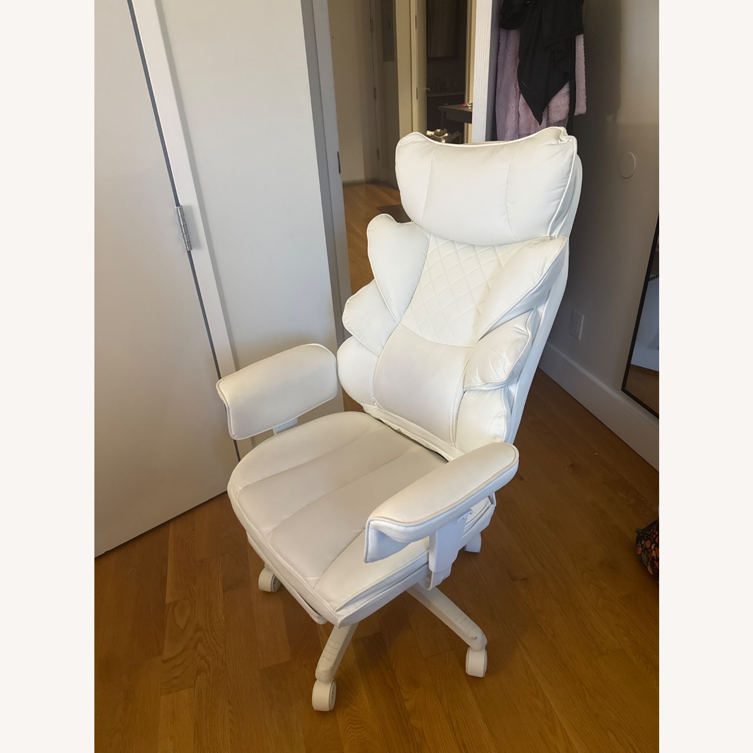 Large White Leather Chair - image-2