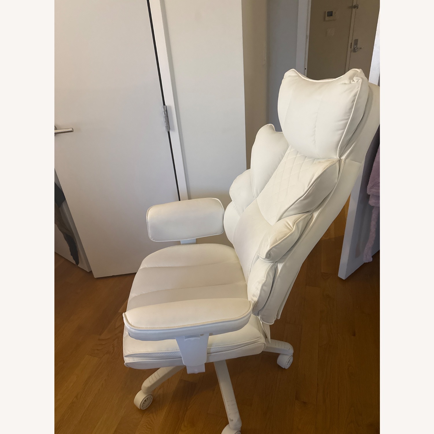 Large White Leather Chair - image-3