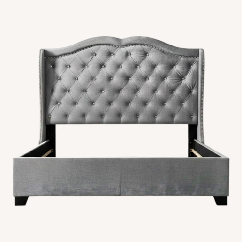Used Dark Grey Glam Full Size Bed for sale on AptDeco