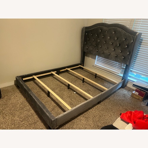 Used Dark Grey Glam Full Size Bed for sale on AptDeco