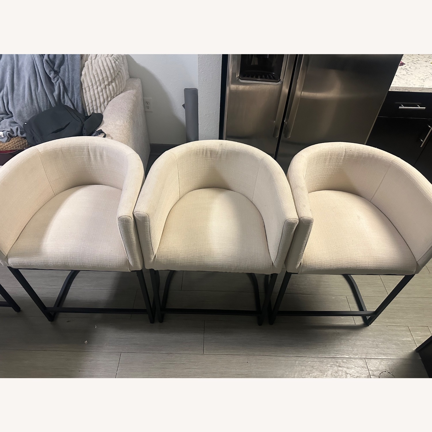 Vintage/Antique Finds White Linen Stools - image-6