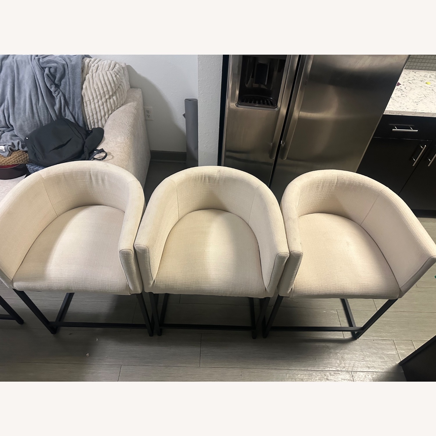 Vintage/Antique Finds White Linen Stools - image-2
