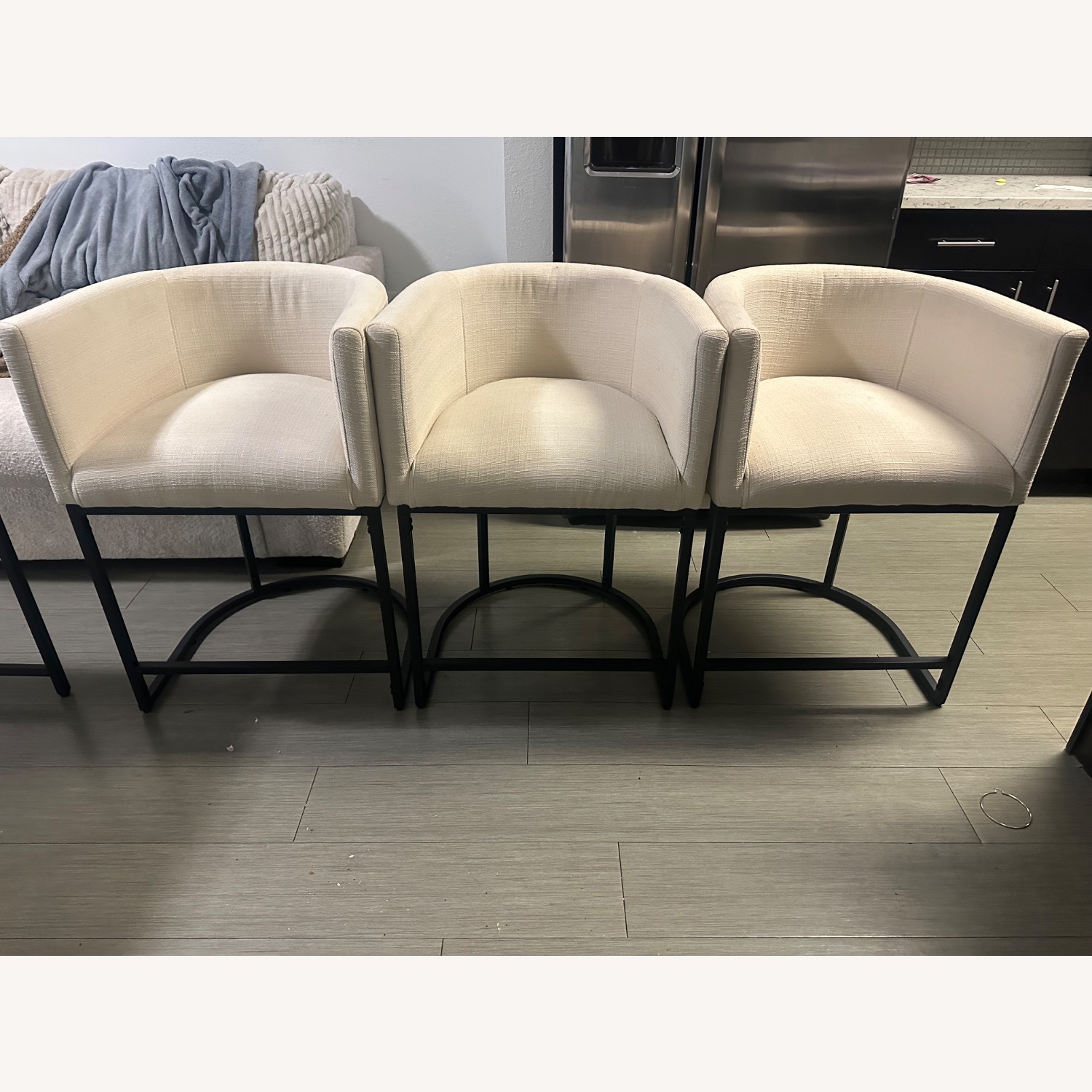 Vintage/Antique Finds White Linen Stools - image-5