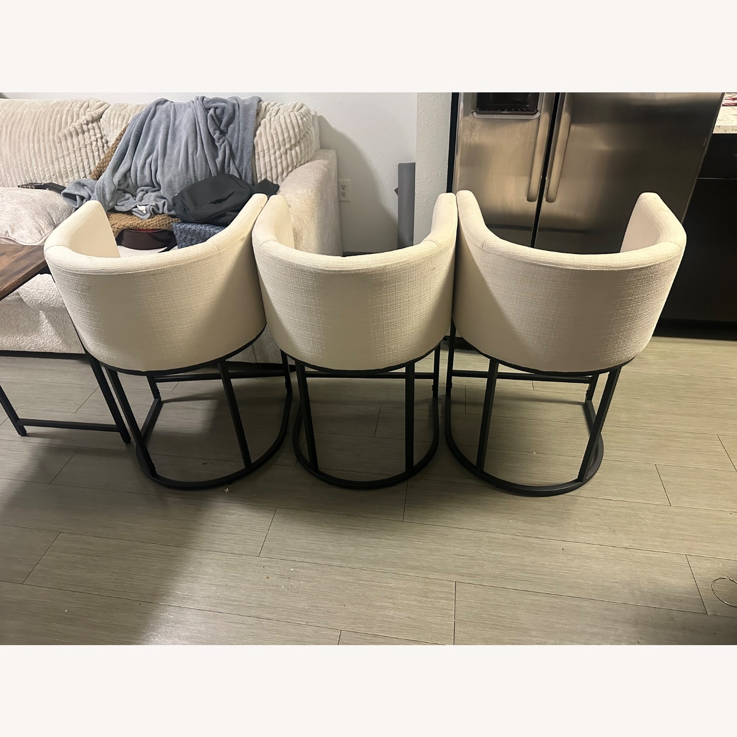 Vintage/Antique Finds White Linen Stools - image-4