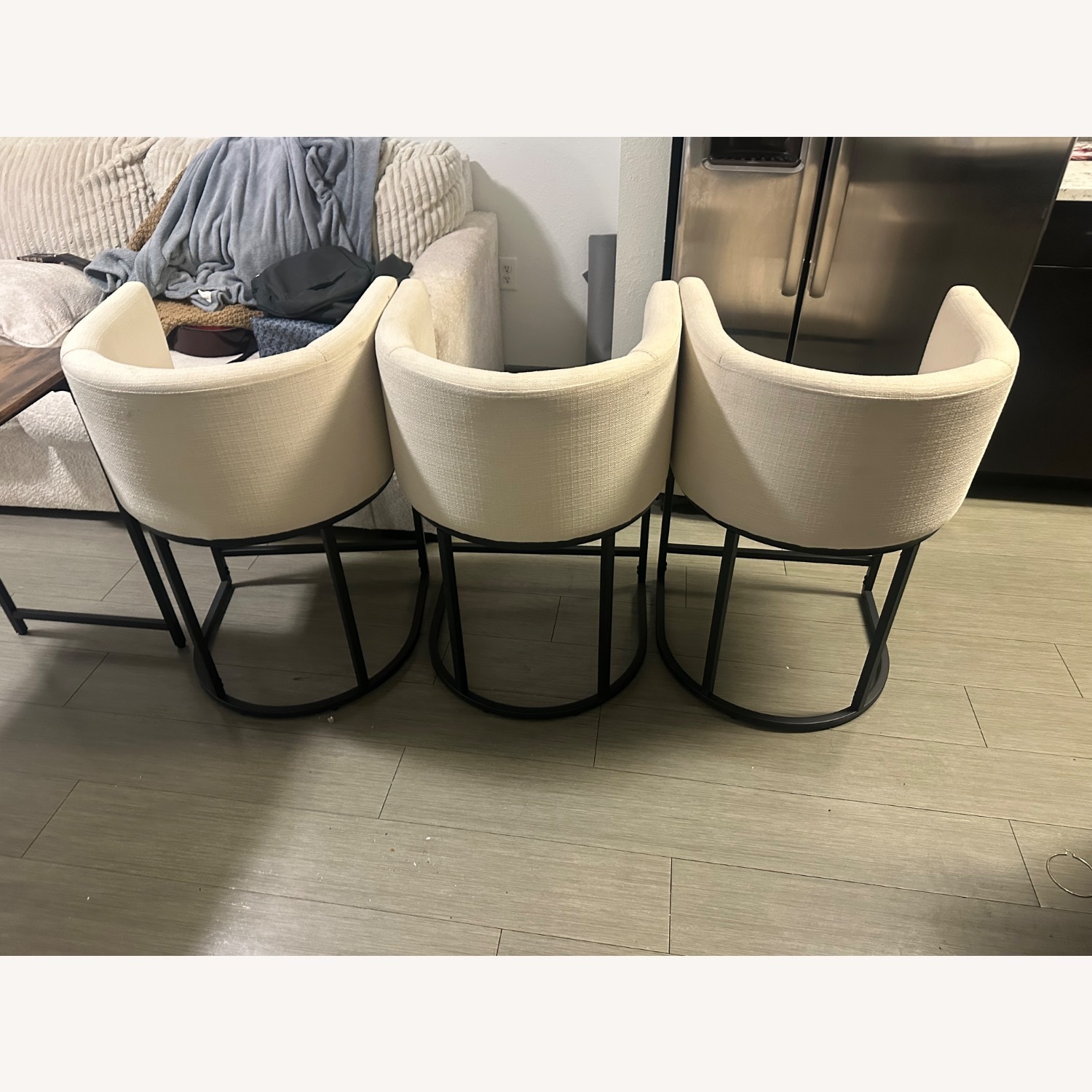 Vintage/Antique Finds White Linen Stools - image-3