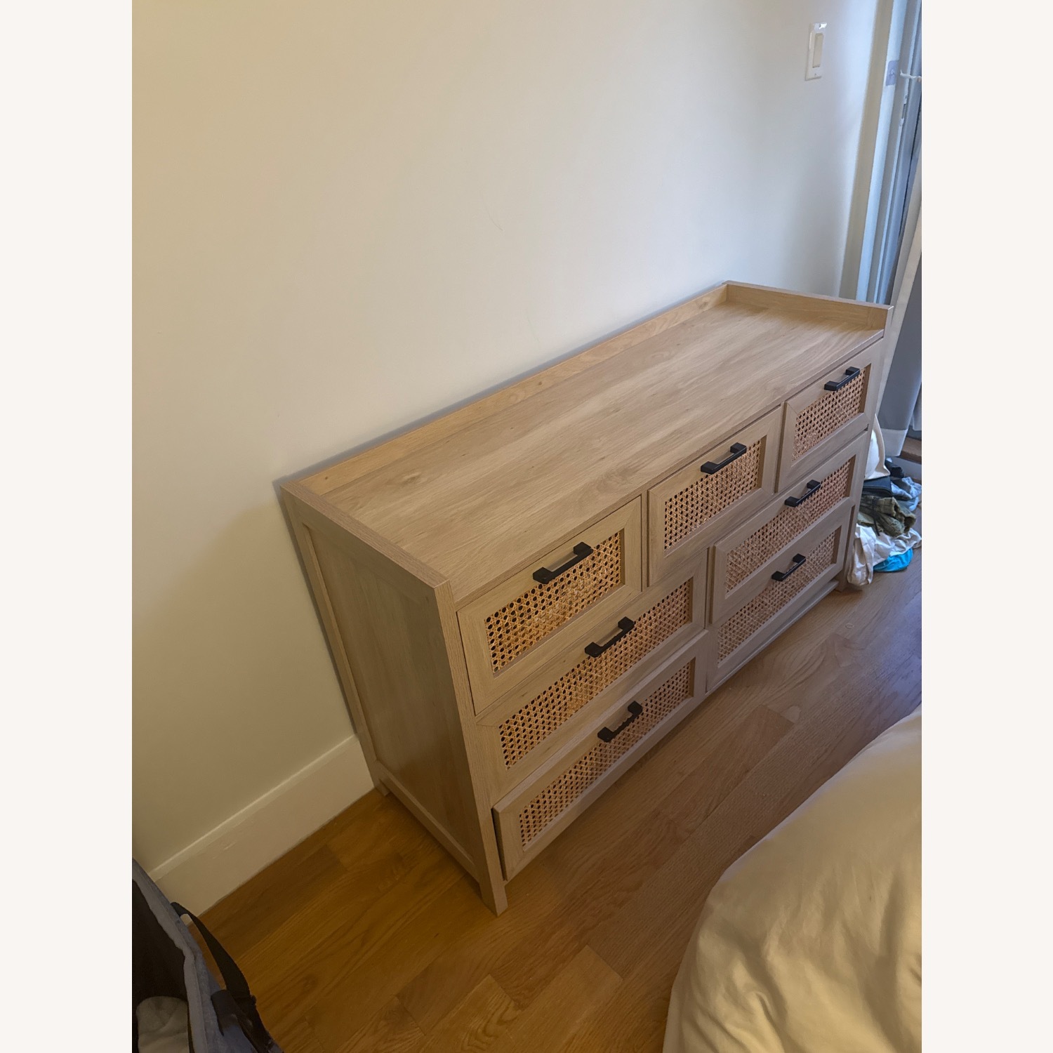 Beige Wicker/Wood Dresser - image-2