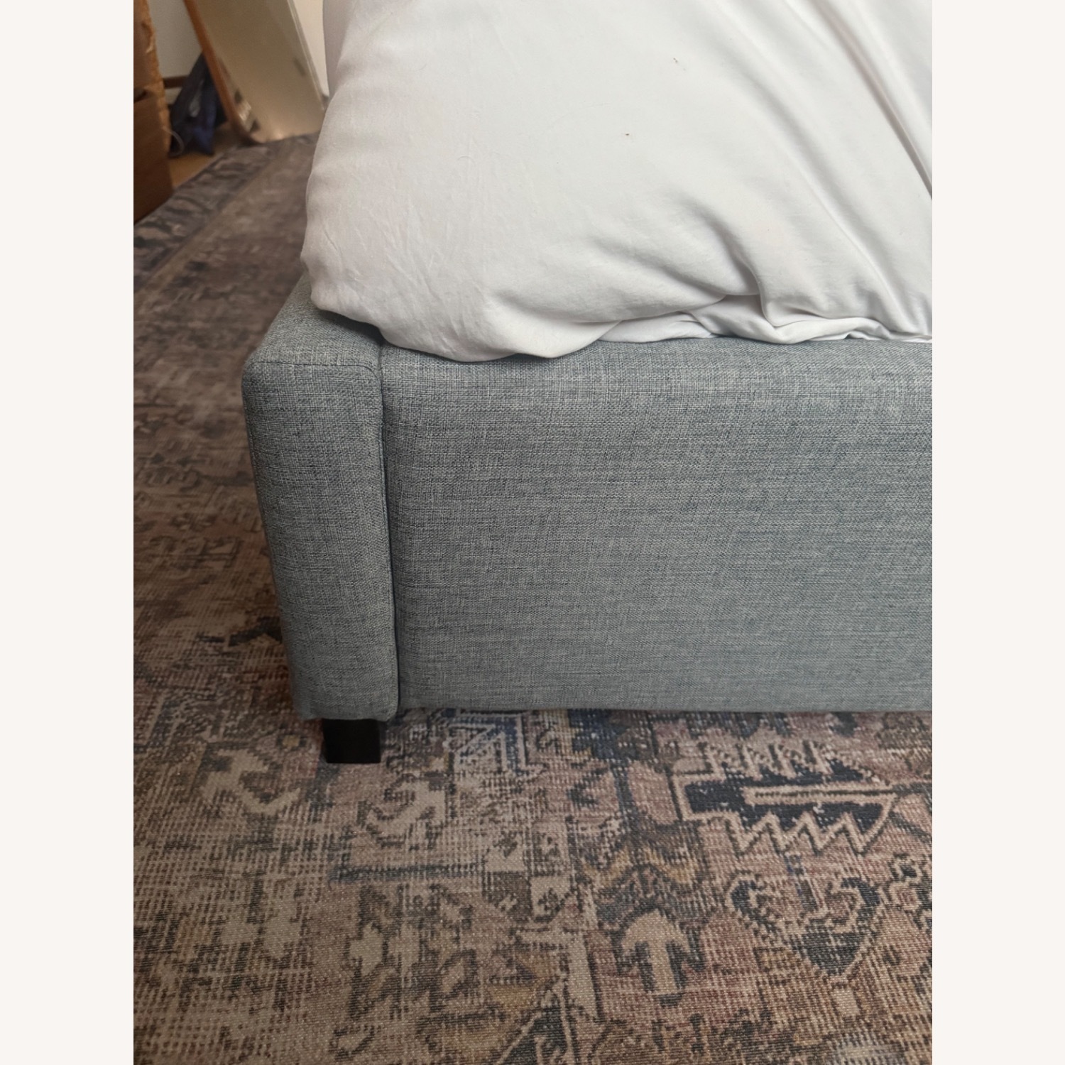 Gray Upholstered Queen Bed Frame - image-3