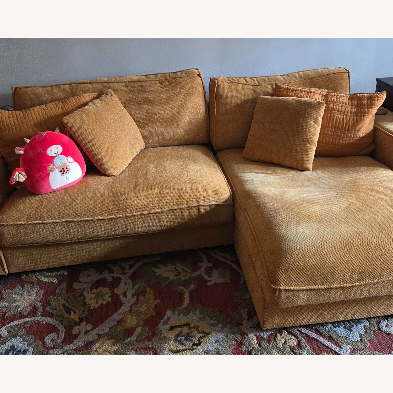 Wayfair Gold Fabric Chaise Lounge Sofa - image-3