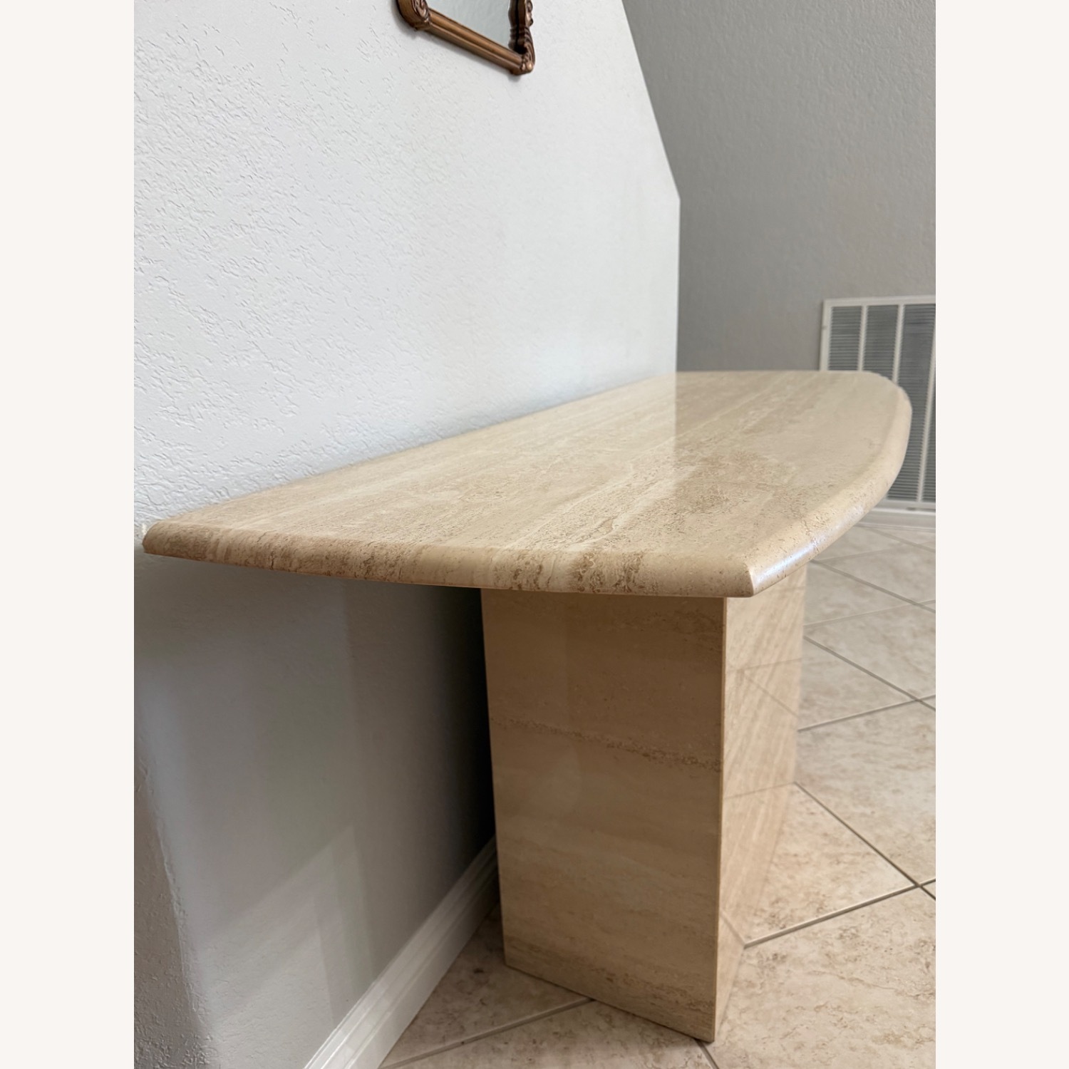 Vintage 1980s Postmodern Travertine Console Table - image-2