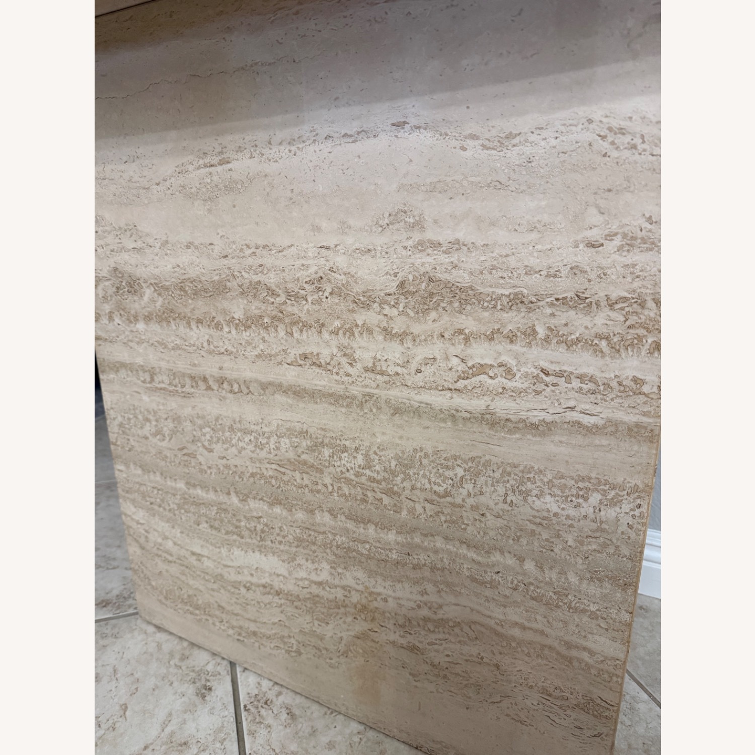 Vintage 1980s Postmodern Travertine Console Table - image-5